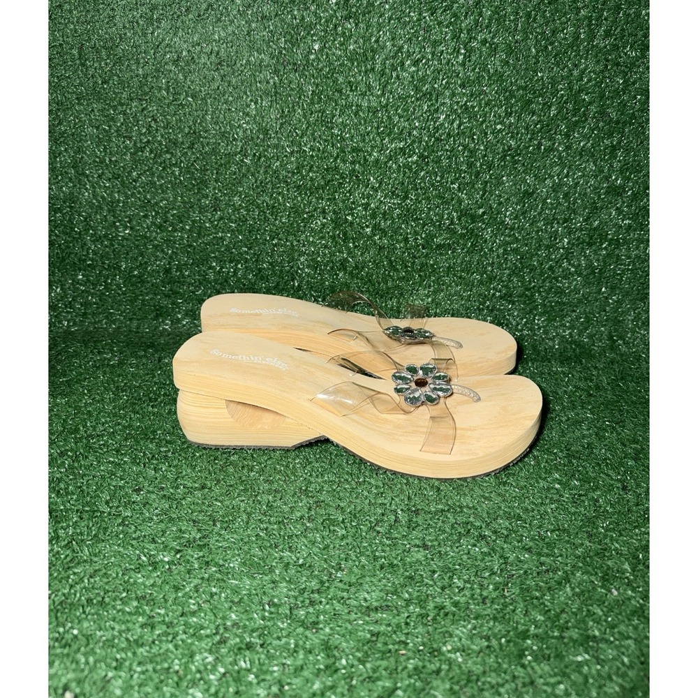 Vintage Y2K Skechers Womens 11 Somethin' Else Clear Strap Wedge Sandals Floral